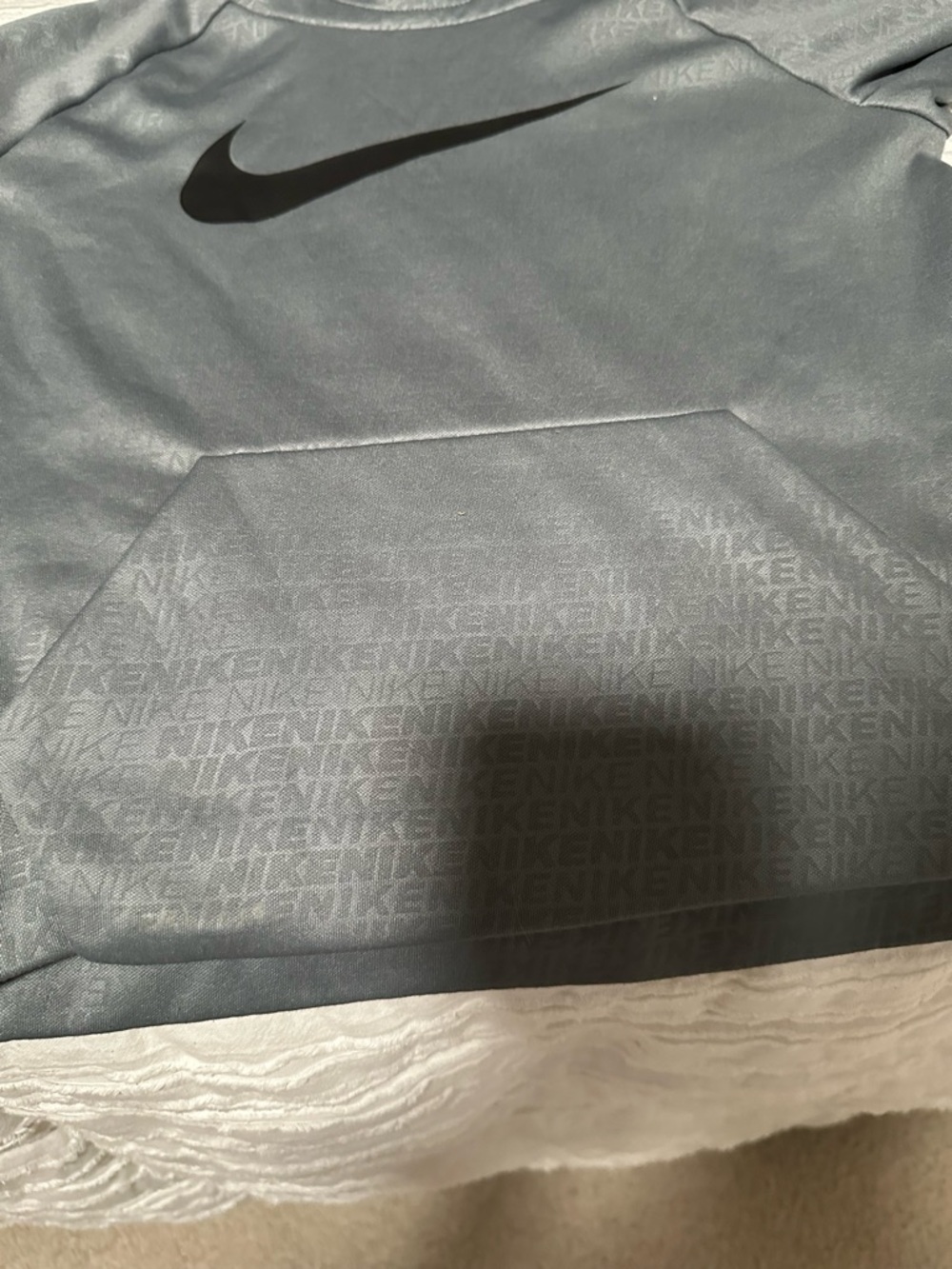 Nike Gray Pullover Hoodie with Black Swoosh